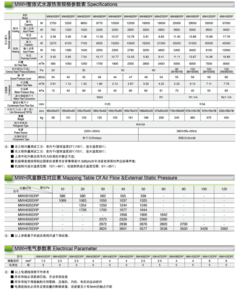 麦克维尔水源热泵参数